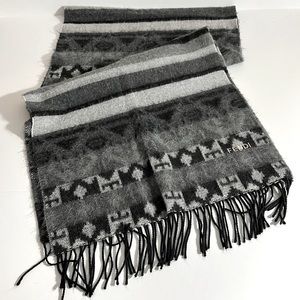 FENDI || Gray & Black Aztec Print Unisex Scarf. Sz. OS